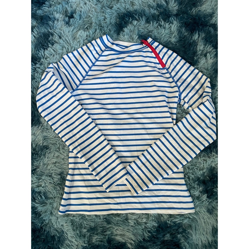 Cabana Life UPF 50+ Sun Protection Long‎ Sleeve Top Blue Stripe Women's Small